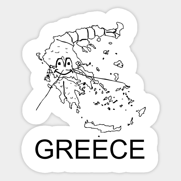 A funny map of Greece Sticker by percivalrussell